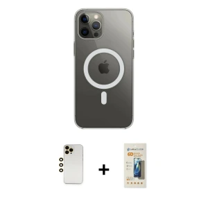 ieg™ iPhone 12 Pro Max Kılıf Ahenk Yansıma Prime - Siyah 6D Mat Seramik Hayalet Nano Ekran Koruyucu + Shine Kamera Lens - GD