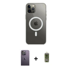 ieg™ iPhone 12 Pro Max Kılıf Ahenk Yansıma Prime - Siyah Joko Magic 5D Hayalet Cam + Neon Fosforlu Kamera Lens - BZ