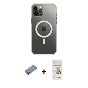 ieg™ iPhone 12 Pro Max Kılıf Ahenk Yansıma Prime - Siyah Mat Seramik Nano Ekran Koruyucu + Shine Kamera Lens Koruma Cam - PE