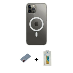 ieg™ iPhone 12 Pro Max Kılıf Ahenk Yansıma Prime - Siyah Polymer Nano Ekran Koruyucu + Metal Kamera Lens Koruma Cam - KI