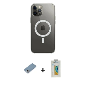 ieg™ iPhone 12 Pro Max Kılıf Ahenk Yansıma Prime - Siyah Polymer Nano Ekran Koruyucu + Shine Kamera Lens Koruma Cam - GI