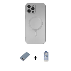 ieg™ iPhone 12 Pro Max Kılıf Akış Minimal Özel Seri - Siyah Joko Magic 5D Cam + Metal Kamera Lens Koruma Cam - GS