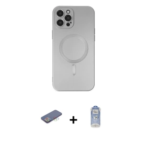 ieg™ iPhone 12 Pro Max Kılıf Akış Minimal Özel Seri - Siyah Joko Magic 5D Cam + Renkli Kamera Lens Koruma Cam - MI