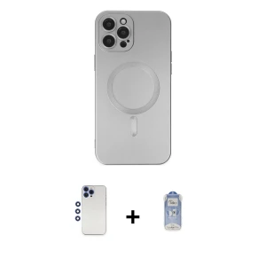 ieg™ iPhone 12 Pro Max Kılıf Akış Minimal Özel Seri - Siyah Joko Magic 5D Cam + Shine Kamera Lens - LT