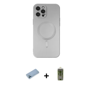 ieg™ iPhone 12 Pro Max Kılıf Akış Minimal Özel Seri - Siyah Joko Magic 5D Hayalet Cam + Shine Kamera Lens Koruma Cam - MI
