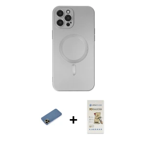 ieg™ iPhone 12 Pro Max Kılıf Akış Minimal Özel Seri - Siyah Mat Seramik Nano Ekran Koruyucu + Shine Kamera Lens Koruma Cam - GD