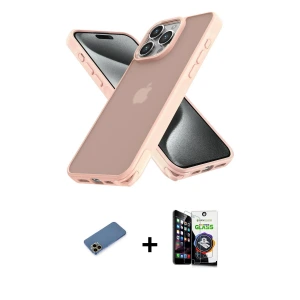 ieg™ iPhone 12 Pro Max Kılıf Atlas Form - Şeffaf Temperli Cam Ekran Koruyucu + Shine Kamera Lens Koruma Cam - GD