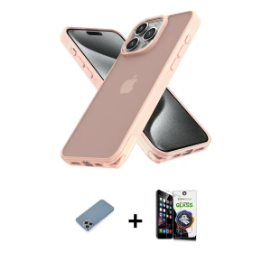 ieg™ iPhone 12 Pro Max Kılıf Atlas Form - Şeffaf Temperli Cam Ekran Koruyucu + Shine Kamera Lens Koruma Cam - GI