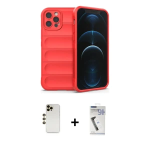 ieg™ iPhone 12 Pro Max Kılıf Atlas Koleksiyonu - Şeffaf Uv Polymer Nano Ekran Koruyucu + Shine Kamera Lens - GD
