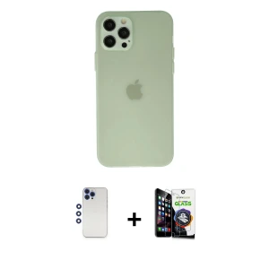 ieg™ iPhone 12 Pro Max Kılıf Atlas Minimal Prime - Şeffaf Temperli Cam Ekran Koruyucu + Shine Kamera Lens - LT