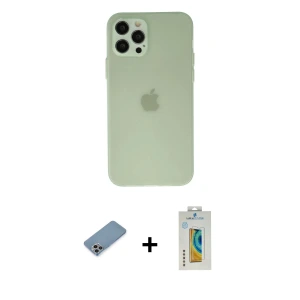ieg™ iPhone 12 Pro Max Kılıf Atlas Minimal Prime - Siyah Polymer Nano Ekran Koruyucu + Shine Kamera Lens Koruma Cam - GI