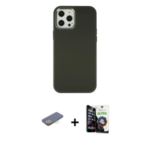 ieg™ iPhone 12 Pro Max Kılıf Çekirdek Çizgi - Şeffaf Temperli Cam Ekran Koruyucu + Renkli Kamera Lens Koruma Cam - SI