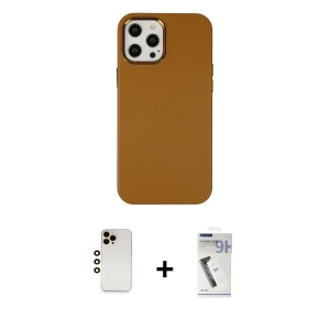 ieg™ iPhone 12 Pro Max Kılıf Çekirdek Çizgi - Şeffaf Uv Polymer Nano Ekran Koruyucu + Shine Kamera Lens - GD