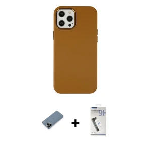 ieg™ iPhone 12 Pro Max Kılıf Çekirdek Çizgi - Şeffaf Uv Polymer Nano Ekran Koruyucu + Shine Kamera Lens Koruma Cam - SH