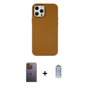 ieg™ iPhone 12 Pro Max Kılıf Çekirdek Çizgi - Siyah Joko Magic 5D Cam + Neon Fosforlu Kamera Lens - SI