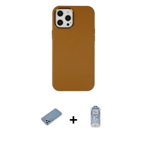ieg™ iPhone 12 Pro Max Kılıf Çekirdek Çizgi - Siyah Joko Magic 5D Cam + Shine Kamera Lens Koruma Cam - GS