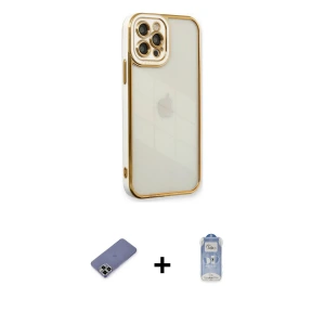 ieg™ iPhone 12 Pro Max Kılıf Çekirdek Klasik Serisi - Siyah Joko Magic 5D Cam + Metal Kamera Lens Koruma Cam - GD