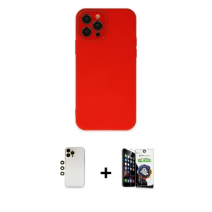 ieg™ iPhone 12 Pro Max Kılıf Çekirdek Modern Serisi - Şeffaf Temperli Cam Ekran Koruyucu + Shine Kamera Lens - GD