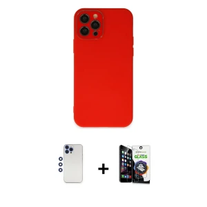 ieg™ iPhone 12 Pro Max Kılıf Çekirdek Modern Serisi - Şeffaf Temperli Cam Ekran Koruyucu + Shine Kamera Lens - LT