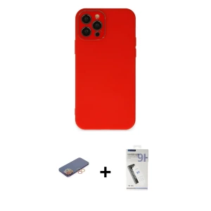 ieg™ iPhone 12 Pro Max Kılıf Çekirdek Modern Serisi - Şeffaf Uv Polymer Nano Ekran Koruyucu + Renkli Kamera Lens Koruma Cam - TU
