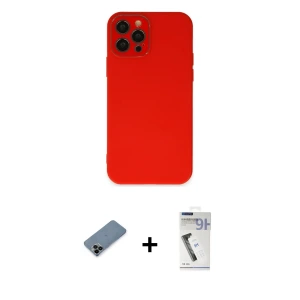 ieg™ iPhone 12 Pro Max Kılıf Çekirdek Modern Serisi - Şeffaf Uv Polymer Nano Ekran Koruyucu + Shine Kamera Lens Koruma Cam - SH