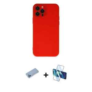 ieg™ iPhone 12 Pro Max Kılıf Çekirdek Modern Serisi - Siyah 3D Antistatik Seramik Nano Ekran Koruyucu + Shine Kamera Lens Koruma Cam - MI