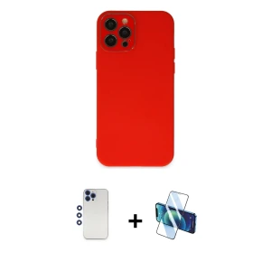 ieg™ iPhone 12 Pro Max Kılıf Çekirdek Modern Serisi - Siyah 3D Antistatik Seramik Nano Ekran Koruyucu + Shine Kamera Lens - LT