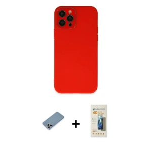 ieg™ iPhone 12 Pro Max Kılıf Çekirdek Modern Serisi - Siyah 6D Mat Seramik Hayalet Nano Ekran Koruyucu + Shine Kamera Lens Koruma Cam - GI
