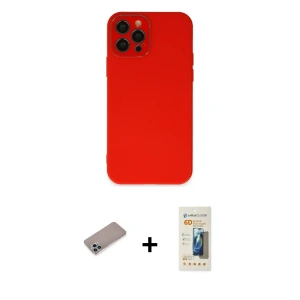 ieg™ iPhone 12 Pro Max Kılıf Çekirdek Modern Serisi - Siyah 6D Mat Seramik Hayalet Nano Ekran Koruyucu + Shine Kamera Lens Koruma Cam - SABE