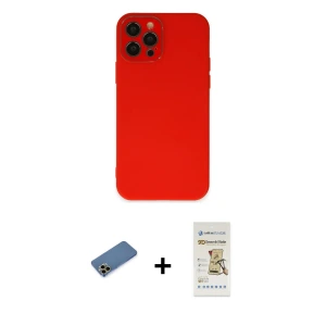 ieg™ iPhone 12 Pro Max Kılıf Çekirdek Modern Serisi - Siyah Mat Seramik Nano Ekran Koruyucu + Shine Kamera Lens Koruma Cam - GD