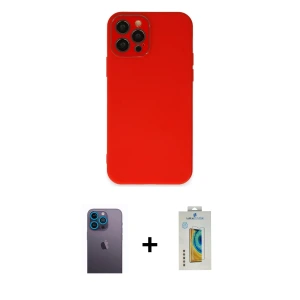 ieg™ iPhone 12 Pro Max Kılıf Çekirdek Modern Serisi - Siyah Polymer Nano Ekran Koruyucu + Neon Fosforlu Kamera Lens - MI