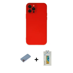 ieg™ iPhone 12 Pro Max Kılıf Çekirdek Modern Serisi - Siyah Polymer Nano Ekran Koruyucu + Shine Kamera Lens Koruma Cam - PE