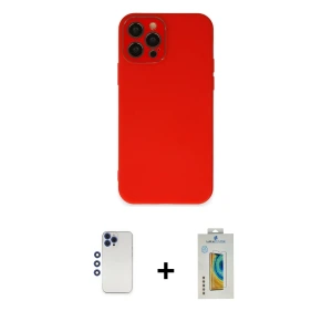 ieg™ iPhone 12 Pro Max Kılıf Çekirdek Modern Serisi - Siyah Polymer Nano Ekran Koruyucu + Shine Kamera Lens - LT