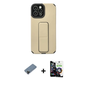 ieg™ iPhone 12 Pro Max Kılıf Çekirdek Yansıma - Şeffaf Temperli Cam Ekran Koruyucu + Shine Kamera Lens Koruma Cam - SH