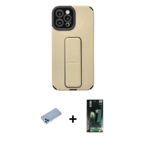 ieg™ iPhone 12 Pro Max Kılıf Çekirdek Yansıma - Siyah 360 Mat Full Body Arka Koruyucu + Shine Kamera Lens Koruma Cam - MI