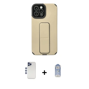 ieg™ iPhone 12 Pro Max Kılıf Çekirdek Yansıma - Siyah Joko Magic 5D Cam + Shine Kamera Lens - LT