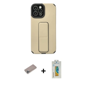 ieg™ iPhone 12 Pro Max Kılıf Çekirdek Yansıma - Siyah Polymer Nano Ekran Koruyucu + Shine Kamera Lens Koruma Cam - SABE