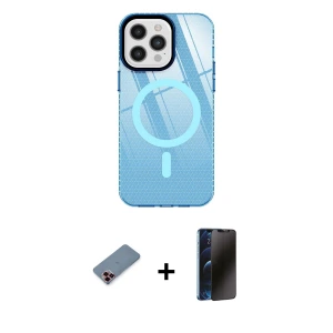 ieg™ iPhone 12 Pro Max Kılıf Doruk Prime - Siyah 3D Antistatik Hayalet Cam Ekran Koruyucu + Metal Kamera Lens Koruma Cam - KI