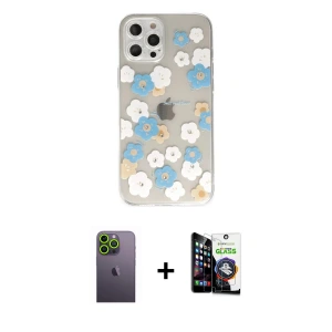 ieg™ iPhone 12 Pro Max Kılıf Eksen Asil Prime - Şeffaf Temperli Cam Ekran Koruyucu + Neon Fosforlu Kamera Lens - YL