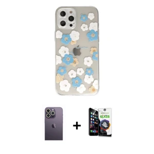 ieg™ iPhone 12 Pro Max Kılıf Eksen Asil Prime - Şeffaf Temperli Cam Ekran Koruyucu + Neon Fosforlu Kamera Lens - BZ