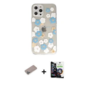 ieg™ iPhone 12 Pro Max Kılıf Eksen Asil Prime - Şeffaf Temperli Cam Ekran Koruyucu + Shine Kamera Lens Koruma Cam - SABE