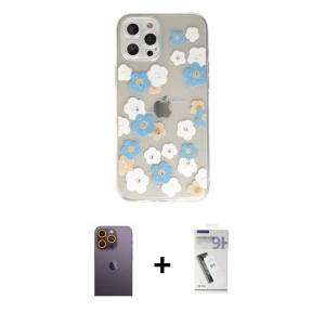 ieg™ iPhone 12 Pro Max Kılıf Eksen Asil Prime - Şeffaf Uv Polymer Nano Ekran Koruyucu + Neon Fosforlu Kamera Lens - SI