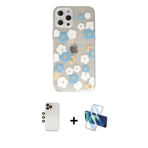 ieg™ iPhone 12 Pro Max Kılıf Eksen Asil Prime - Siyah 3D Antistatik Cam Ekran Koruyucu + Shine Kamera Lens - GD