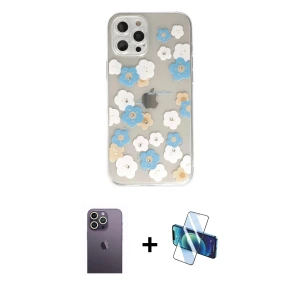 ieg™ iPhone 12 Pro Max Kılıf Eksen Asil Prime - Siyah 3D Antistatik Seramik Nano Ekran Koruyucu + Neon Fosforlu Kamera Lens - BZ