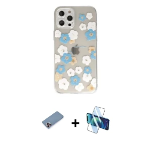 ieg™ iPhone 12 Pro Max Kılıf Eksen Asil Prime - Siyah 3D Antistatik Seramik Nano Ekran Koruyucu + Shine Kamera Lens Koruma Cam - PE