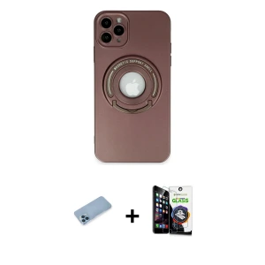 ieg™ iPhone 12 Pro Max Kılıf Eksen Klasik Prime - Şeffaf Temperli Cam Ekran Koruyucu + Shine Kamera Lens Koruma Cam - MI