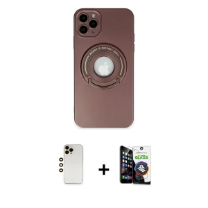 ieg™ iPhone 12 Pro Max Kılıf Eksen Klasik Prime - Şeffaf Temperli Cam Ekran Koruyucu + Shine Kamera Lens - GD