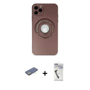 ieg™ iPhone 12 Pro Max Kılıf Eksen Klasik Prime - Şeffaf Uv Polymer Nano Ekran Koruyucu + Renkli Kamera Lens Koruma Cam - YL