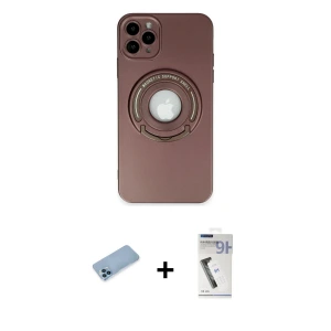 ieg™ iPhone 12 Pro Max Kılıf Eksen Klasik Prime - Şeffaf Uv Polymer Nano Ekran Koruyucu + Shine Kamera Lens Koruma Cam - MI