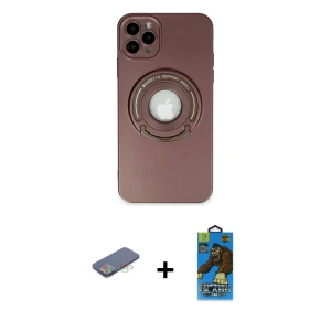 ieg™ iPhone 12 Pro Max Kılıf Eksen Klasik Prime - Siyah 18D Cam Ekran Koruyucu + Renkli Kamera Lens Koruma Cam - MI